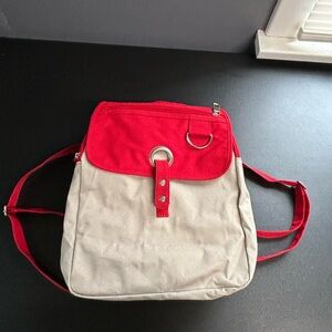 Tommy Hilfiger Vintage Backpack Y2K Tan Red School BTS College Book Bag Colorful